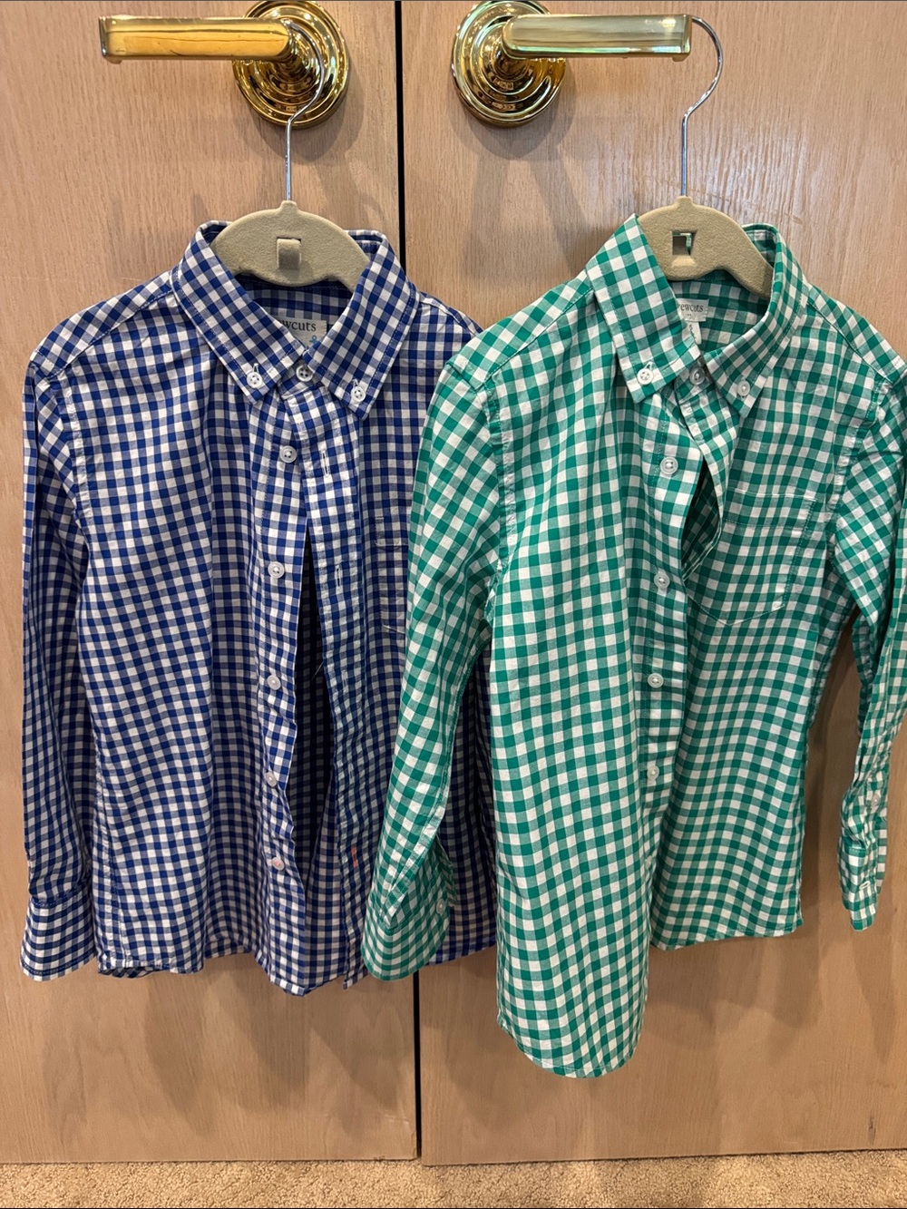 Crewcuts Gingham Button-Down Shirt - Blue & Green